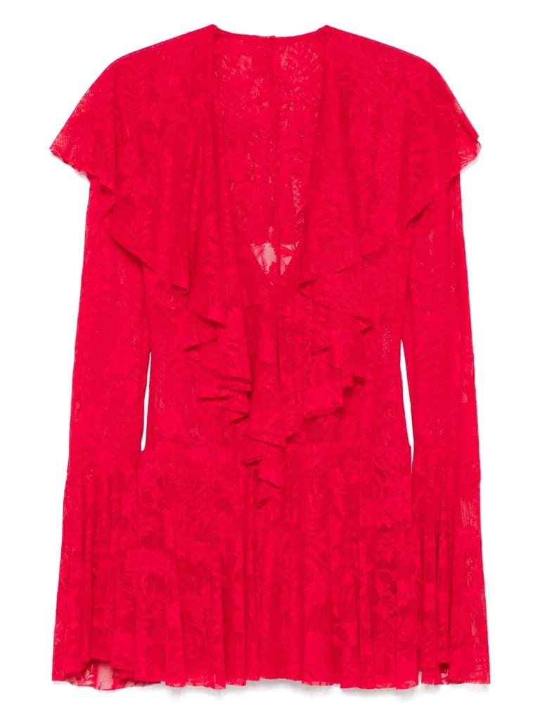 Norma Kamali V-Neck Ruffle Mini Dress