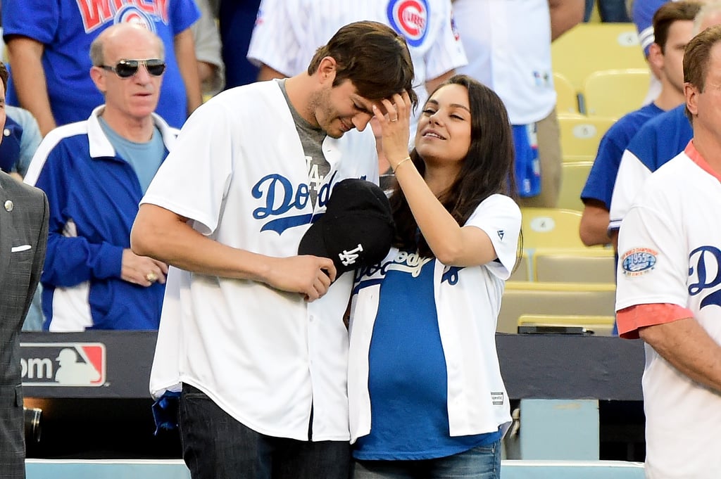 Ashton Kutcher and Mila Kunis at LA Dodgers Game Oct. 2016