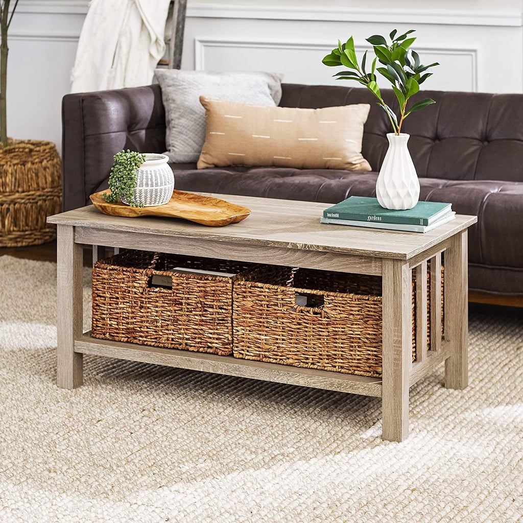 Walker Edison Wood Rectangle Coffee Table Best SpaceSaving Furniture