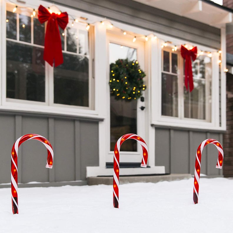 Outdoor Christmas Candy Cane Pathway Marker Lights