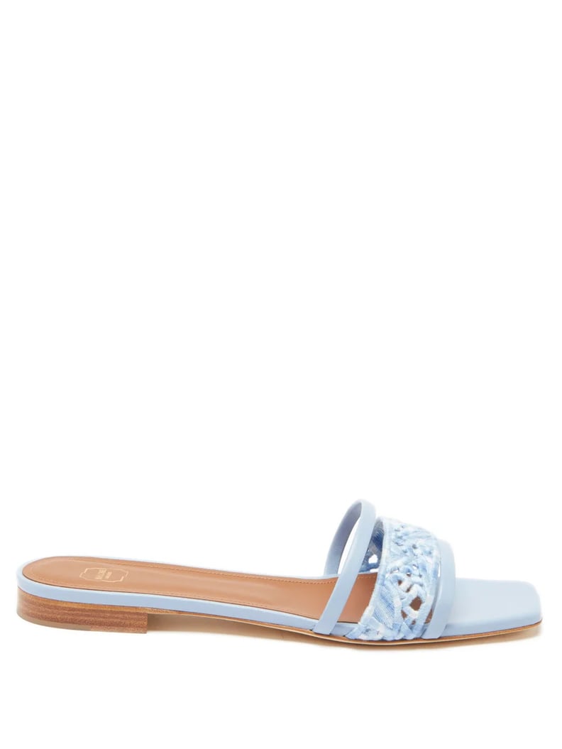 Pastel Sandals: Malone Souliers Embroidered Leather Slides