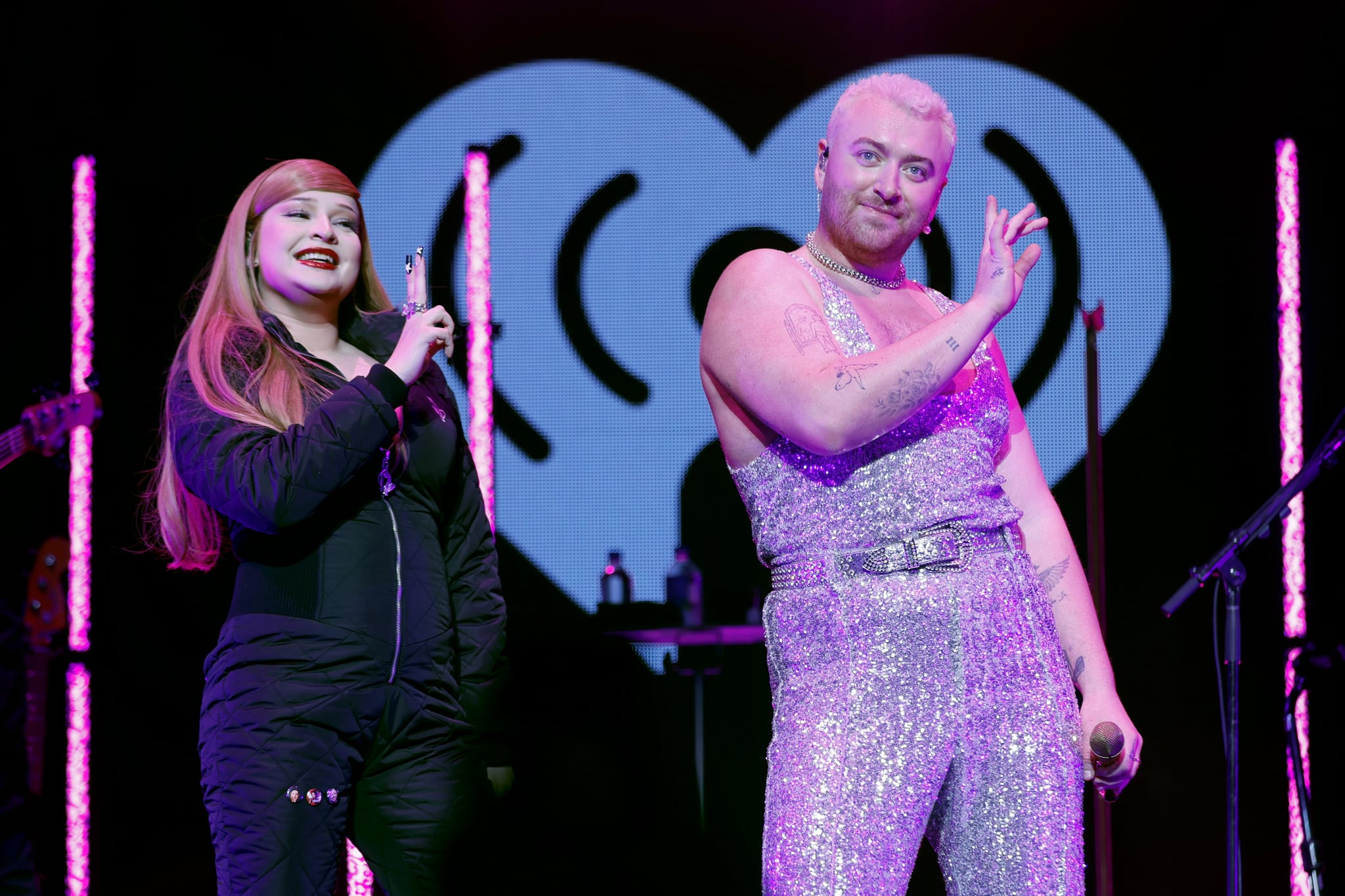 WASHINGTON, DC - DECEMBER 13: Kim Petras and Sam Smith perform on stage at iHeartRadio Hot 99.5's Jingle Ball 2022 Presented by Capital One at Capital One Arena on December 13, 2022 in Washington, DC. (Photo by Tasos Katopodis/Getty Images for iHeartRadio)