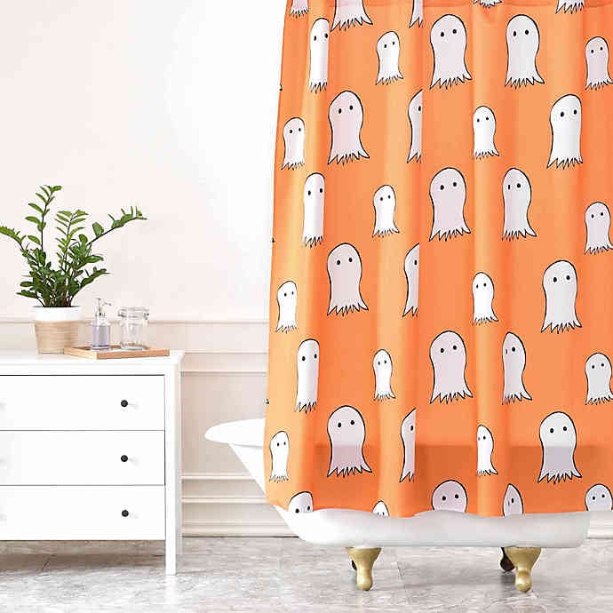 Deny Designs Allyson Johnson Ghosts Shower Curtain In Orange Boo Tify Your Bathroom Front Lawn And More With Bed Bath Beyond S 2019 Halloween Decor Popsugar Home Photo 24