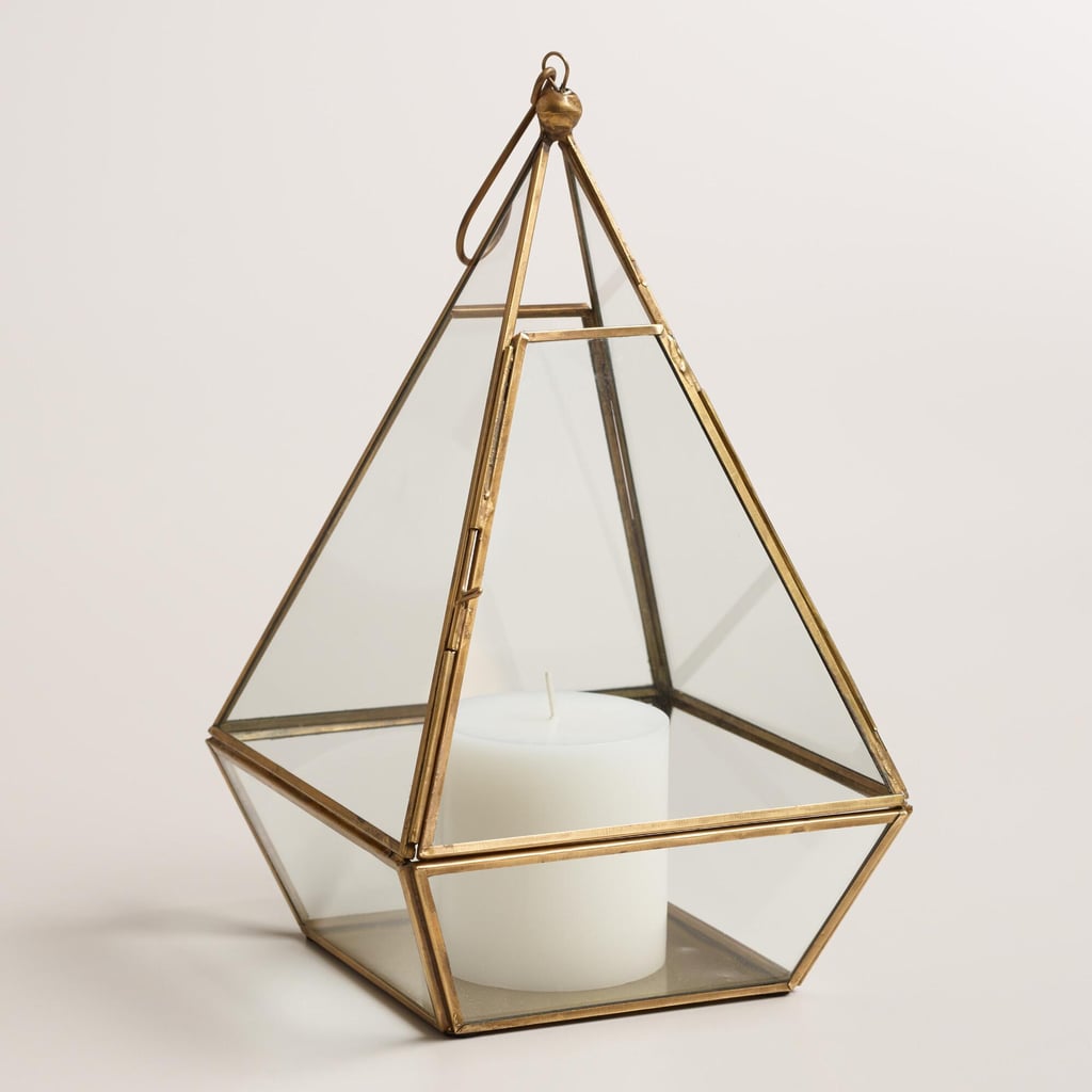 Whether sitting on a tabletop or swinging from a branch in the yard, this glass and bronze lantern ($20) will illuminate any dinner party — and at that price, you can afford to buy a few!
— MW