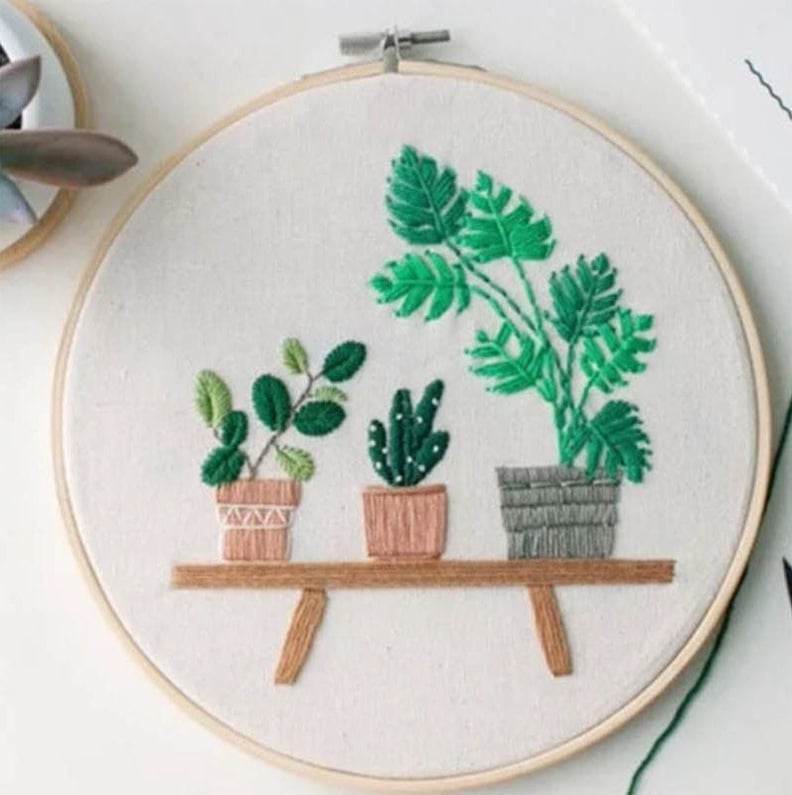 Modern Flower Plant Hand Embroidery Full Kit