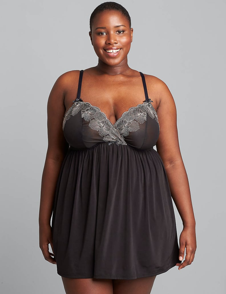 Plus Size - Black Striped Mesh Underwire Babydoll - Torrid