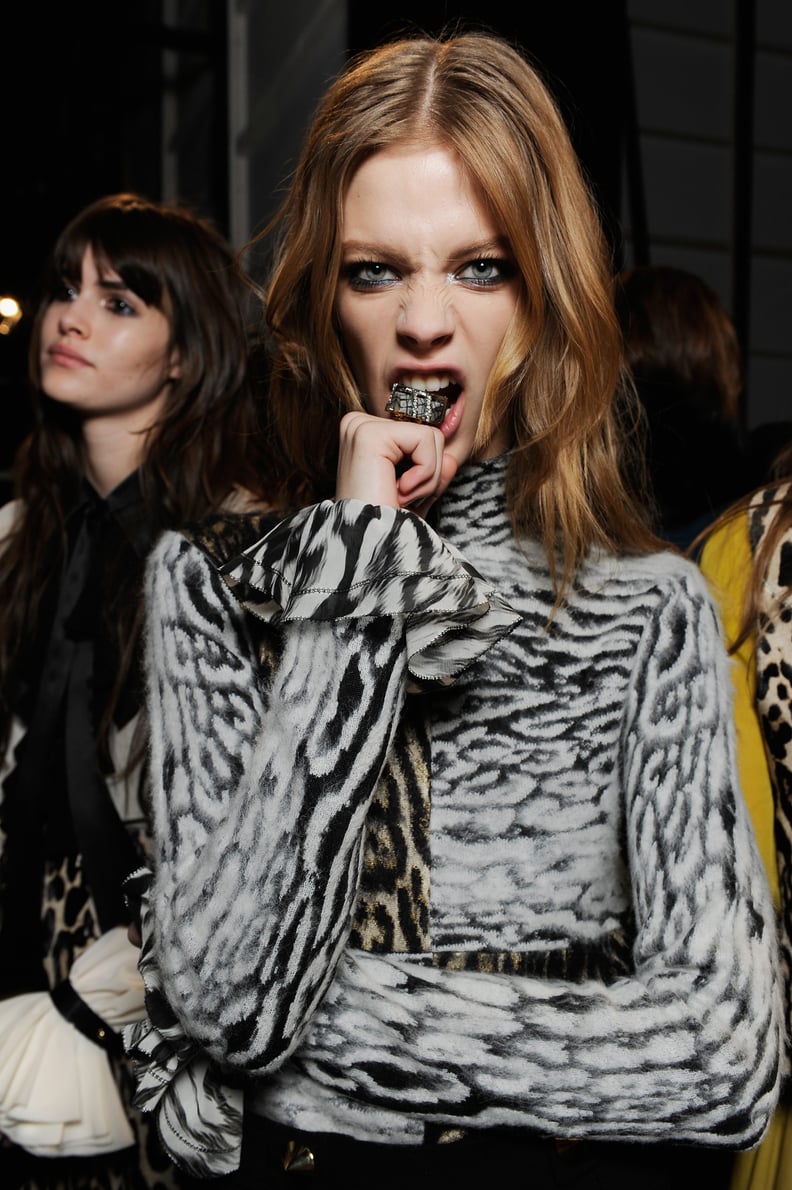 Backstage at Roberto Cavalli