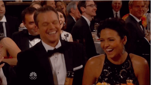 "Matt, don't take this the wrong way, but tonight you're basically a garbage person." — Amy, on how Matt Damon wasn't the most famous person in the room in 2014