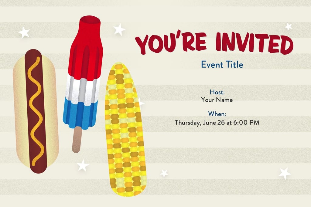 No matter what Summer food fits their fancy, your guests will love this Americana card (free).