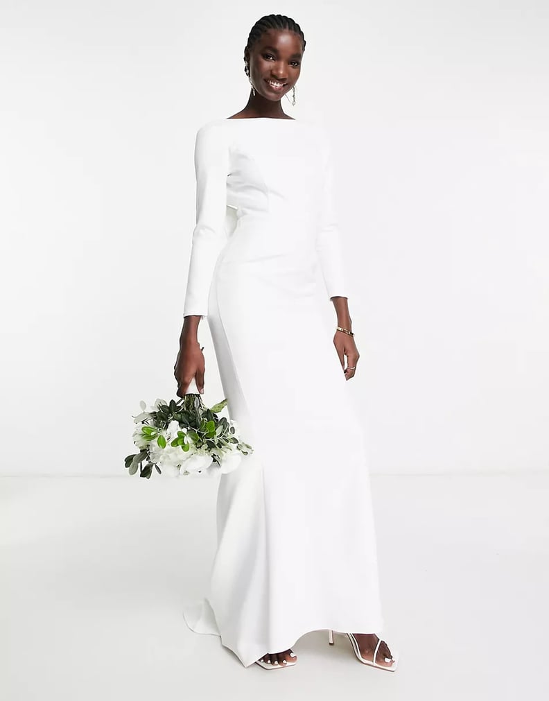 Boho Wedding Dress Idea: ASOS True Violet Bridal Open Back Bow Maxi Dress