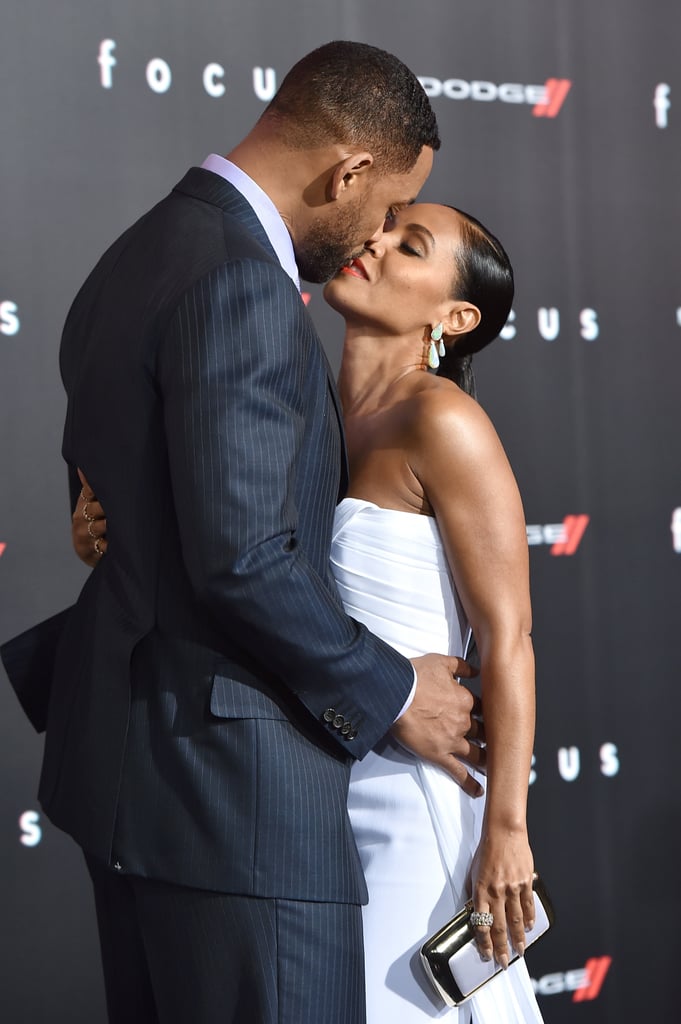 Will Smith and Jada Pinkett Smith showed PDA on the red carpet at the LA premiere of Focus on Tuesday.