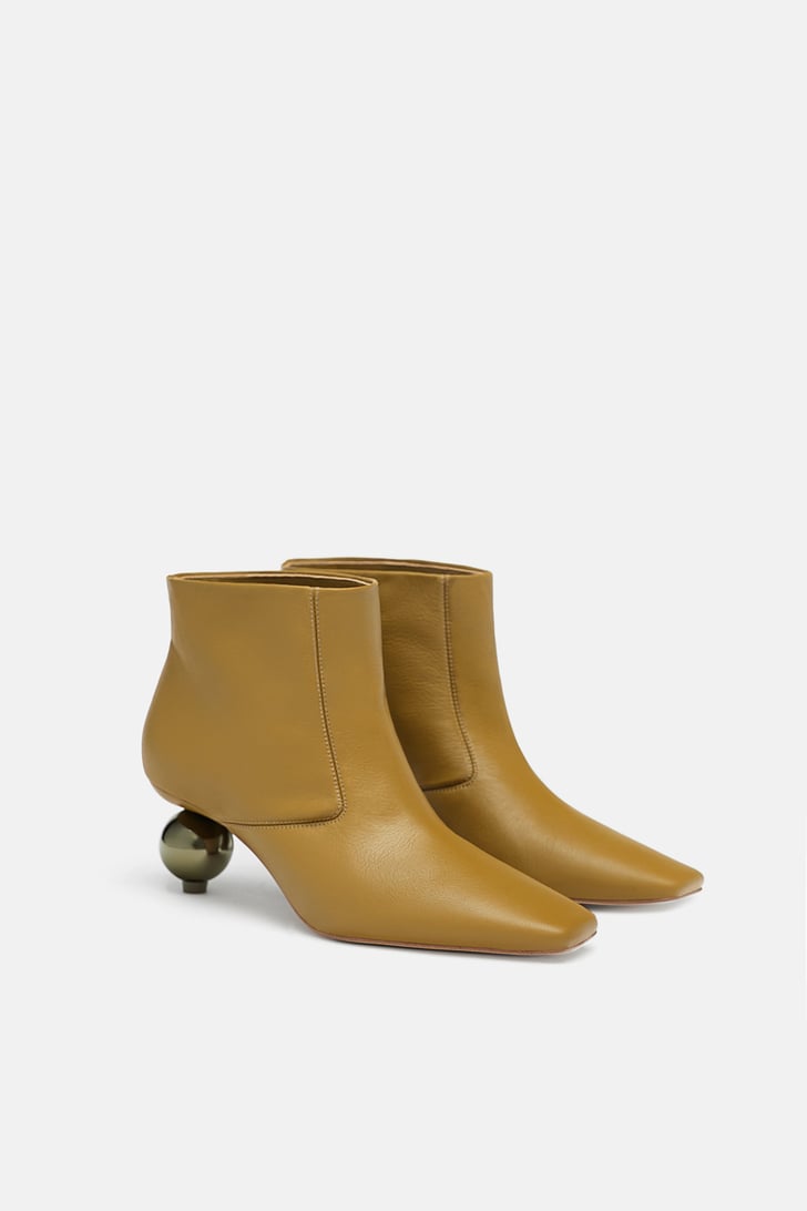 zara leather ankle boots with block heel
