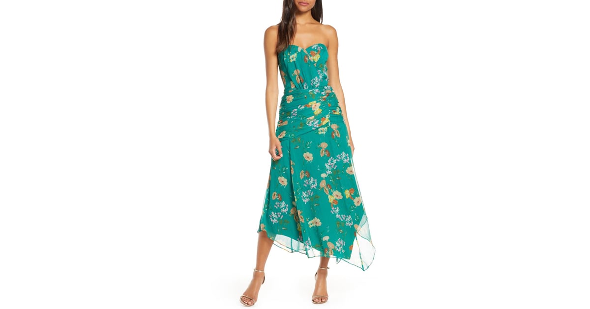 Harlyn Strapless Floral Midi Dress | Best Summer Wedding Guest Dresses ...
