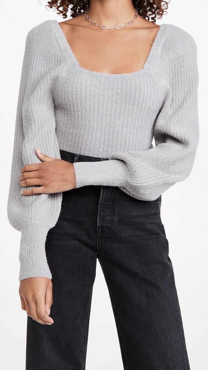 Dot Kimberly Square-Neck Ribbed Sweater 