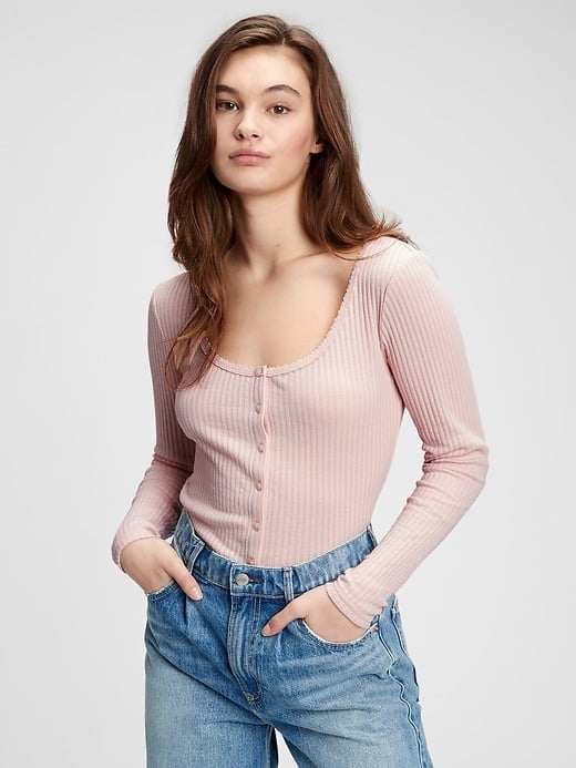 Gap Pointelle Button-Front T-Shirt