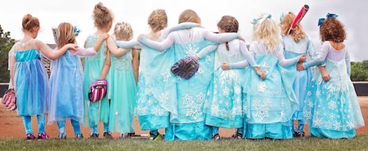 Girls' Frozen-Inspired Softball Team Photo