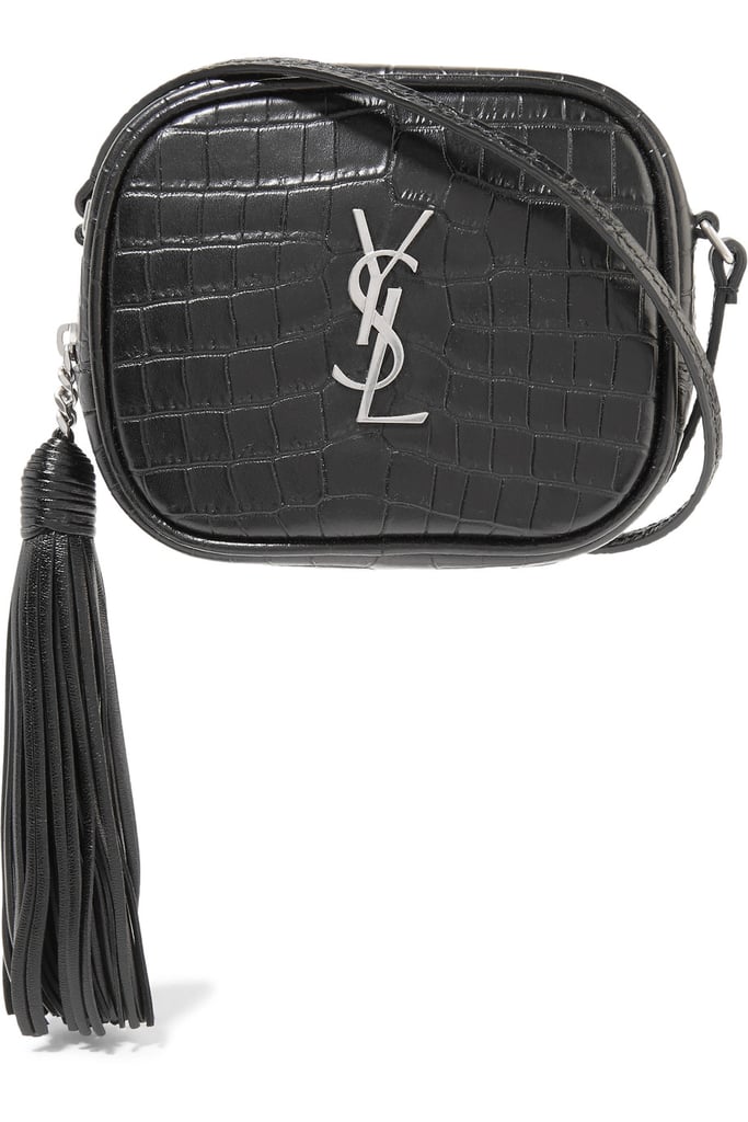 Even in a small silhouette, the texture on this Saint Laurent Monogramme Blogger Croc-Effect Leather Shoulder Bag ($995) packs a punch.