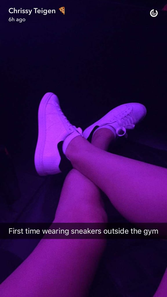 Chrissy Teigen Wearing Sneakers Snapchat June 2016