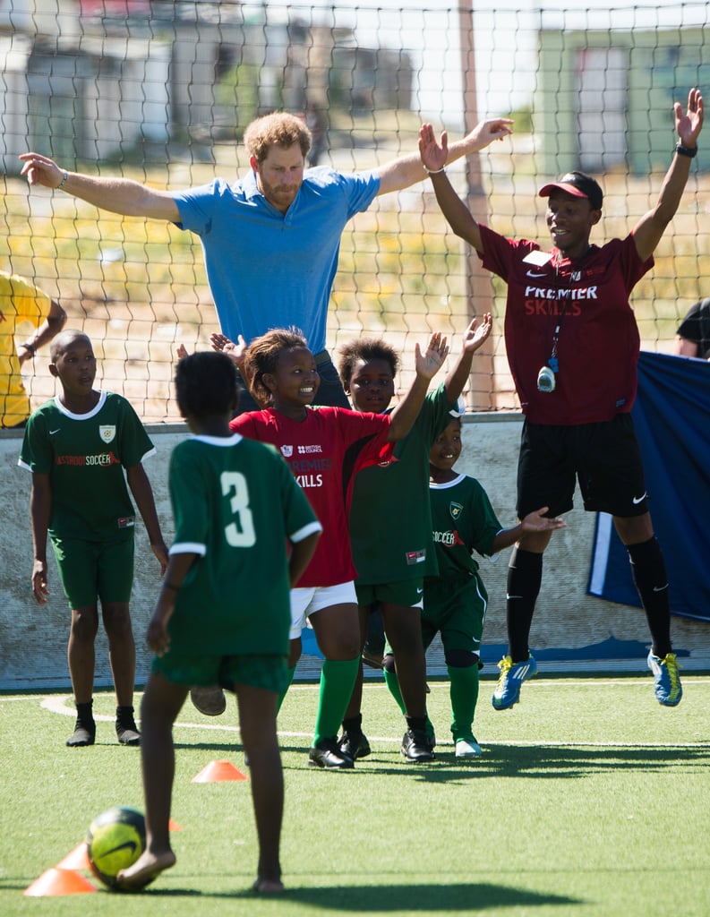 Prince Harry Plays Soccer With Kids in South Africa