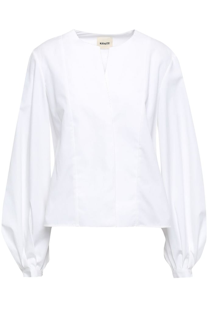 Khaite White Enya Cotton-Poplin Blouse | How to Wear Cargo Pants From ...