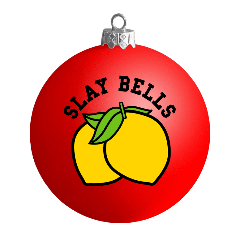 Slay Bells Red Satin Ball Ornament