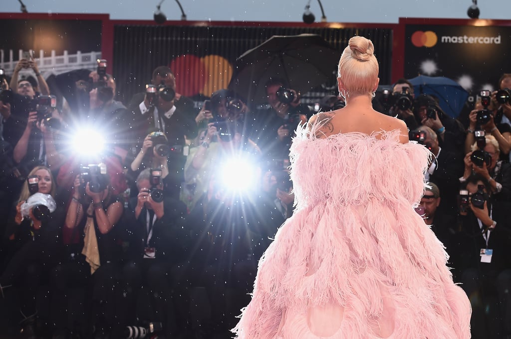 Lady Gaga Pink Valentino Dress at Venice Film Festival