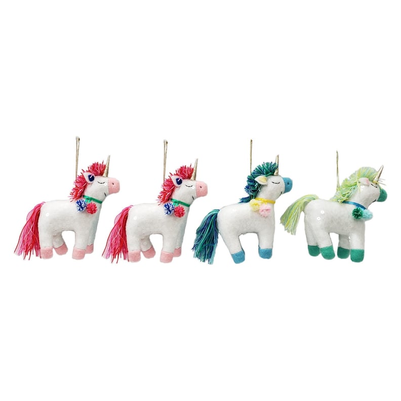 Merry Lane Plush Sequin Unicorn Christmas Ornaments