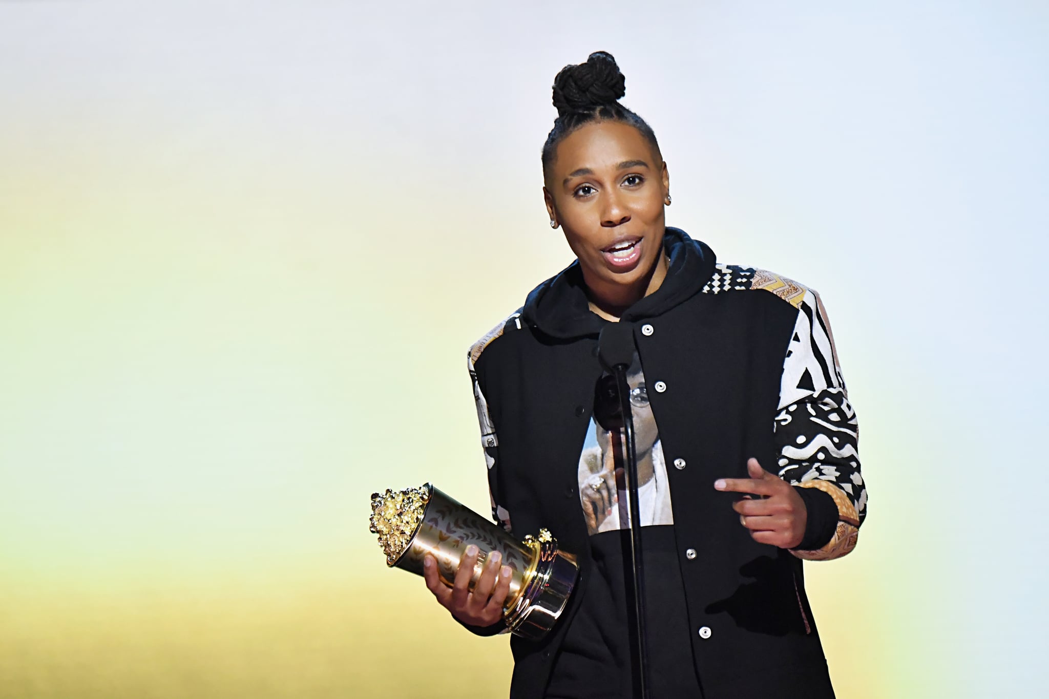 SANTA MONICA, CA - JUNE 16:  Actor Lena Waithe attends the 2018 MTV Movie And TV Awards at Barker Hangar on June 16, 2018 in Santa Monica, California.  (Photo by Jeff Kravitz/FilmMagic)