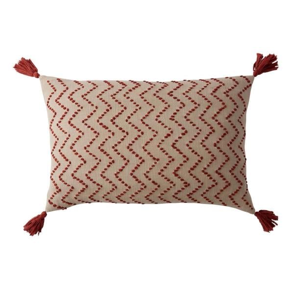 The Company Store Embroidered Decorative Pillow Cover in Red Chevron