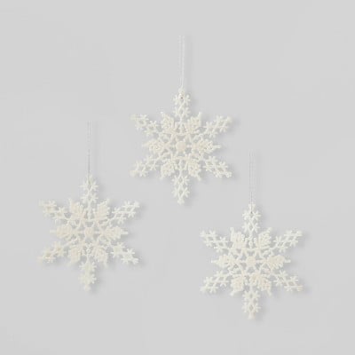 3-Count Glitter Snowflake Christmas Ornament Set