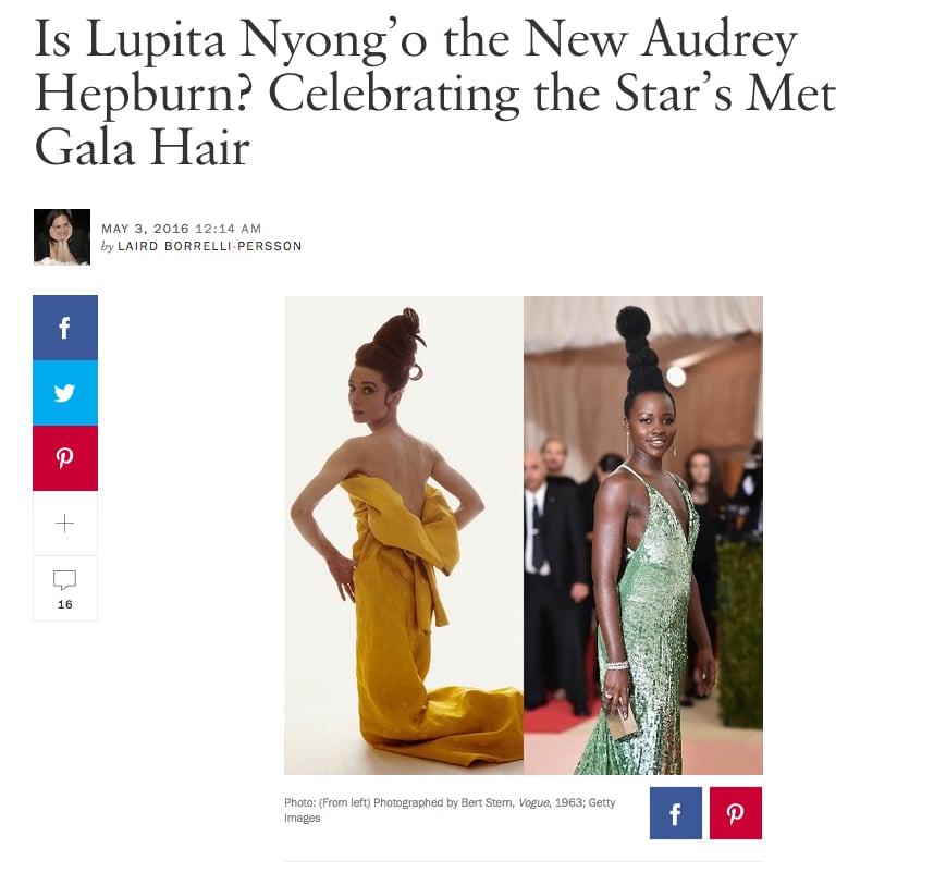 Vogue Compares Lupita Nyong'o to Audrey Hepburn