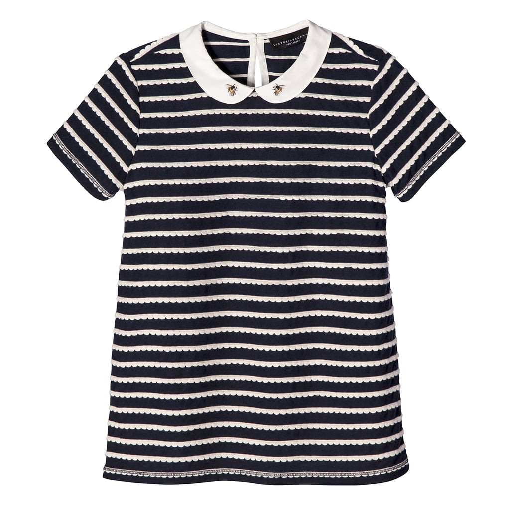 Girls' Navy Stripe Collared Top  ($15)