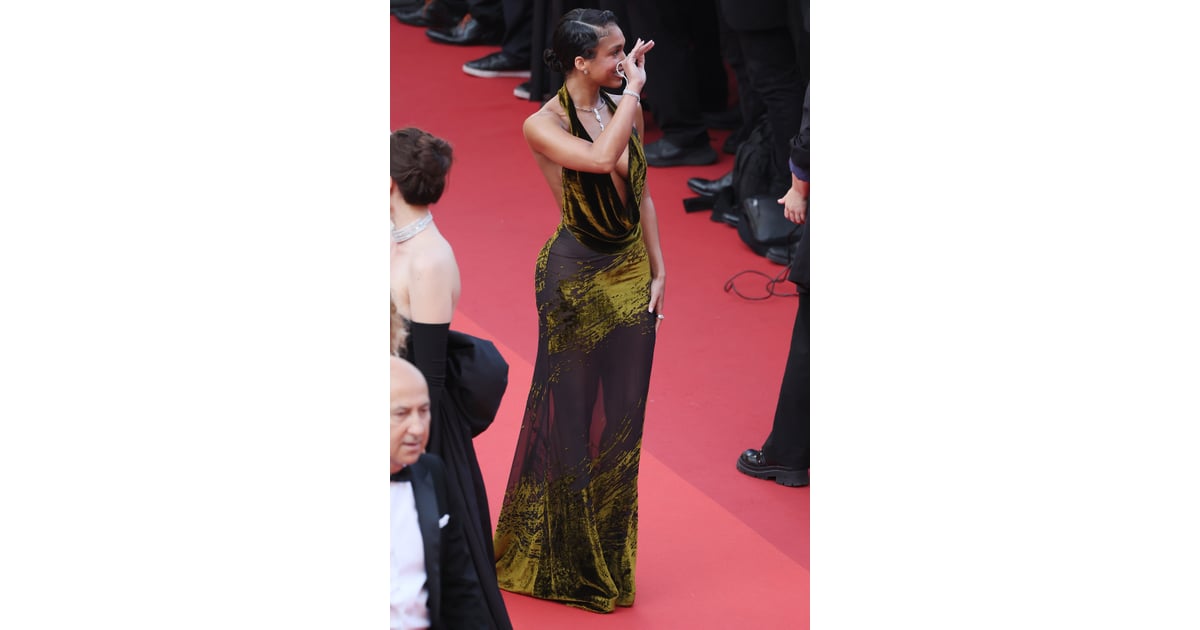 Lori Harvey Attends Cannes Film Festival in Plunging Velvet Dress