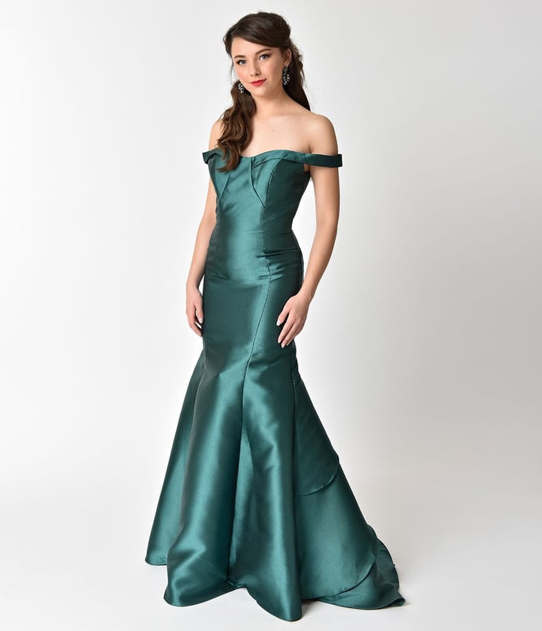 Luminous Deep Green Mermaid Style Bateau Prom Gown