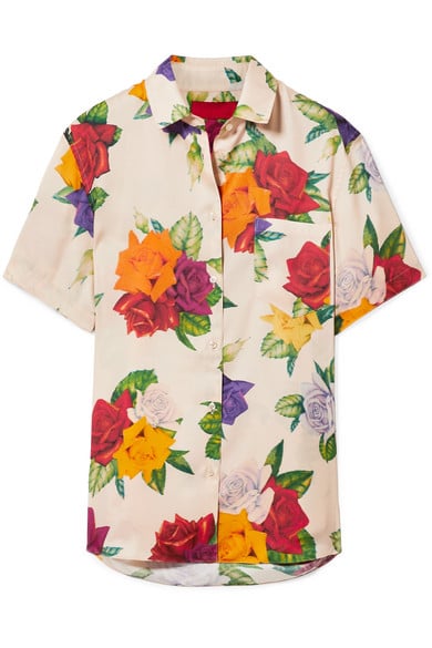 Commission Banker Floral-Print Satin-Twill Shirt