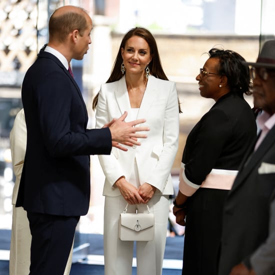 Kate Middleton's White Suit and Geometric Statement Earrings