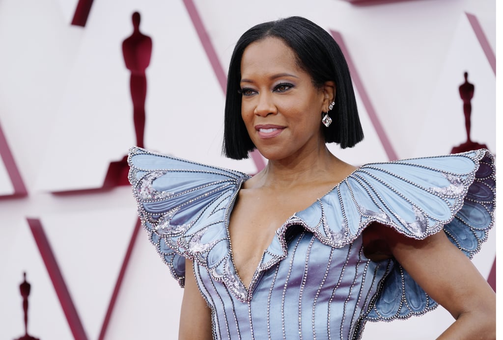 Regina King's Blunt Bob Hairstyle and Pink Lip