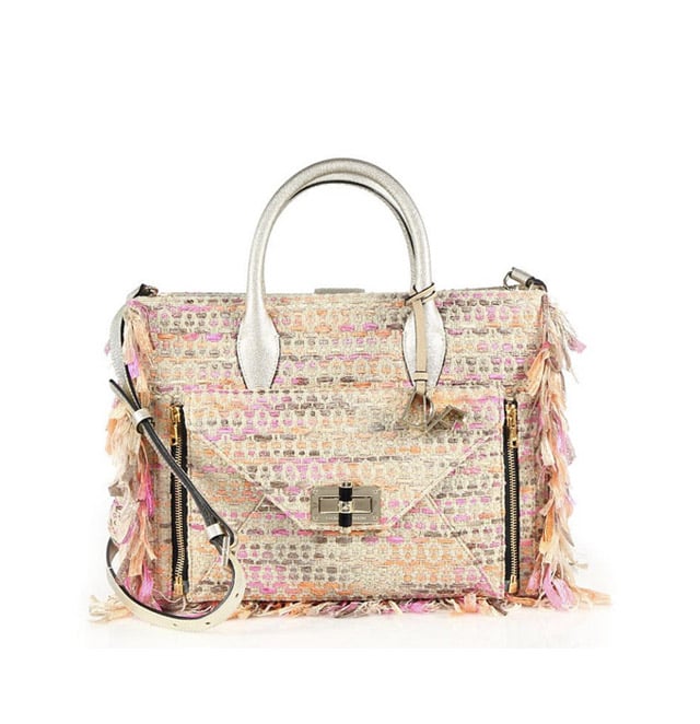 Diane von Furstenberg 'Secret Agent' Large Fringed Metallic Tweed Tote ($498)