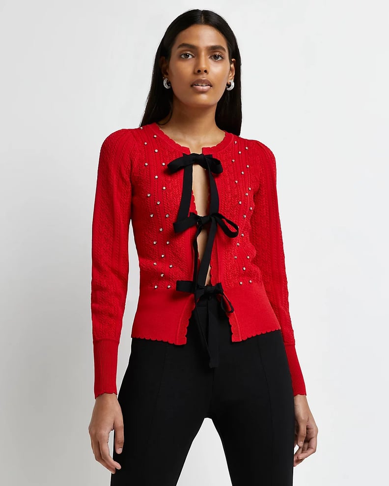 A Fabulous Sweater: River Island Red Bow Embellished Cardigan