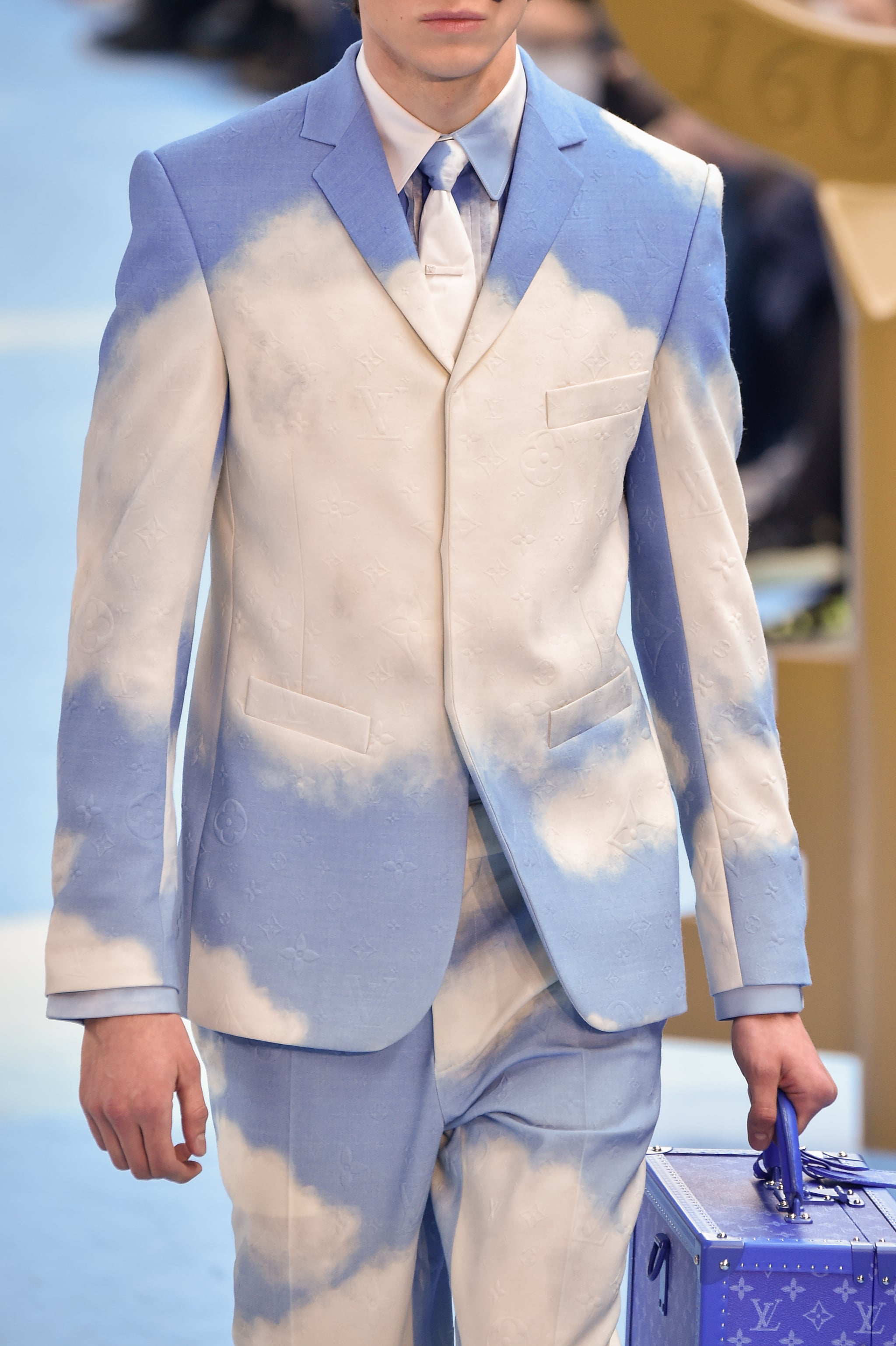 Louis Vuitton Mens Damier Tie - Light Blue Men's designer Dress