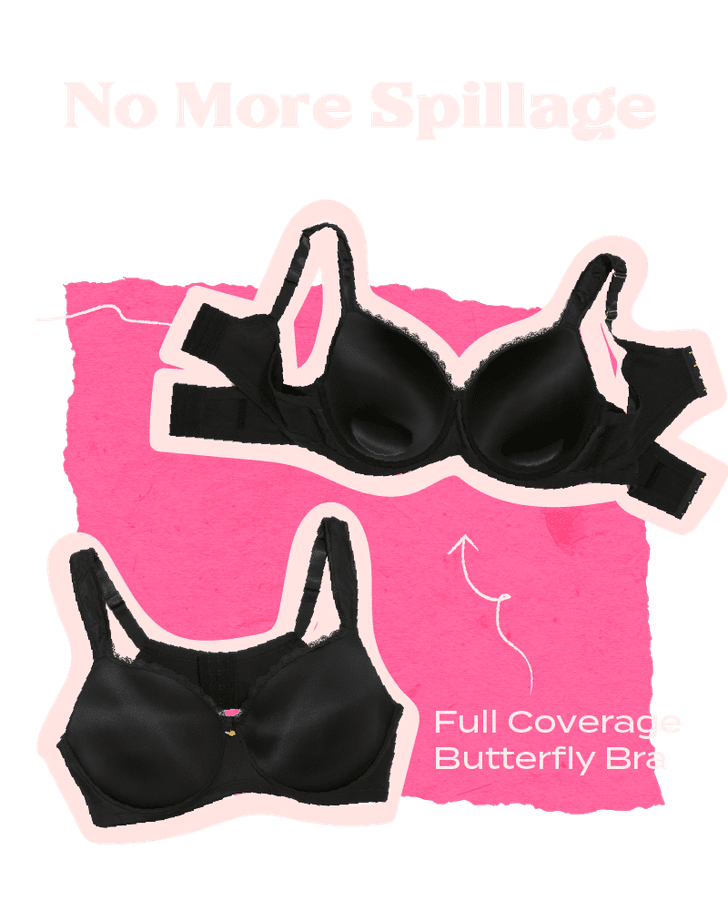 Pink Full Coverage Butterfly Bra