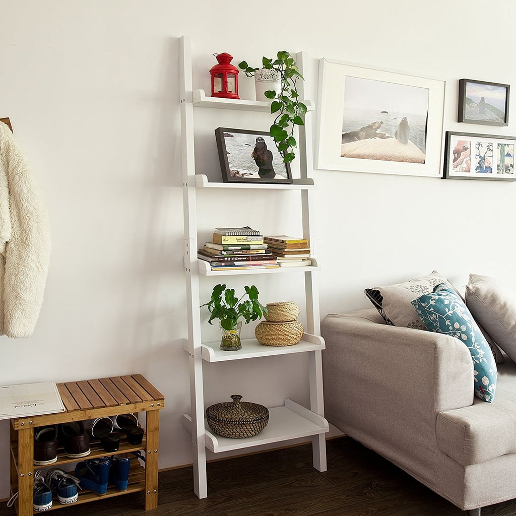 Haotian Leaning Ladder Bookshelf Made Of Wood With Five Floors Stop Keeping Your Books In Piles All Over Your Floor And Invest In A Bookshelf Already Popsugar Home Photo 6