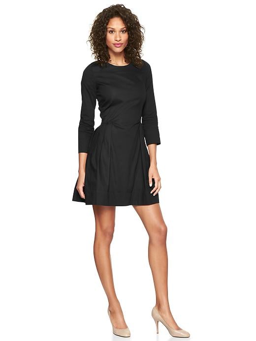 Gap Long-Sleeve Black Oxford Fit-and-Flare Dress