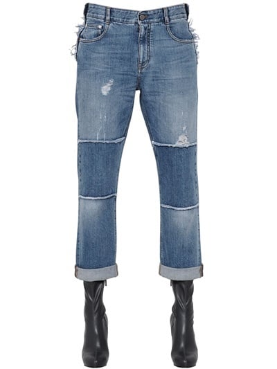 Stella McCartney Distressed Patchwork Organic Denim Jeans ($615)