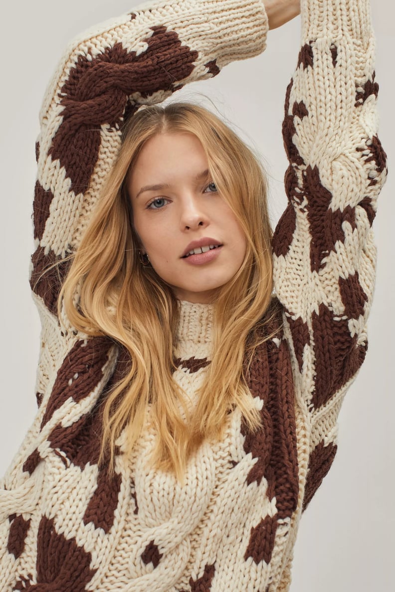 A Bold Print: Nasty Gal Handknitted Cow Print Oversized Jumper