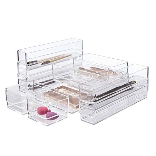 STORi Clear Plastic Makeup & Vanity Drawer Organisers | 10 Piece Set