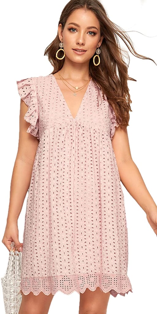 Romwe Plain Short-Sleeve Lace Dress