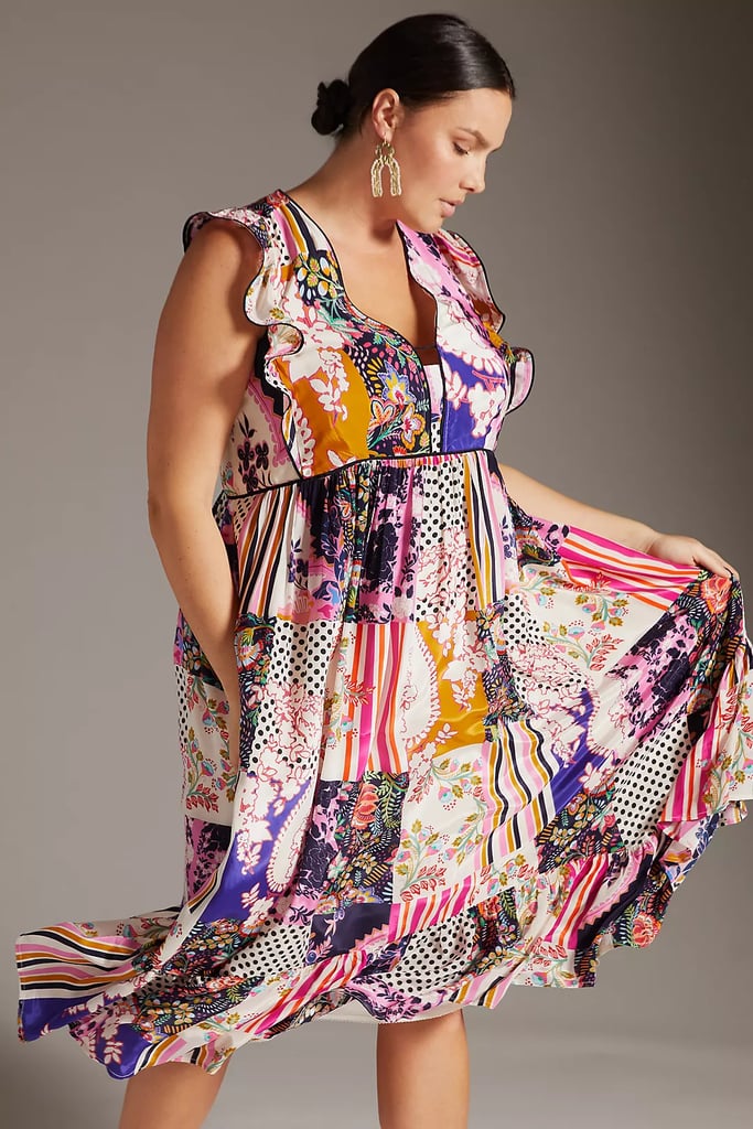 Springy Prints: Ruffled Patchwork Midi Dress