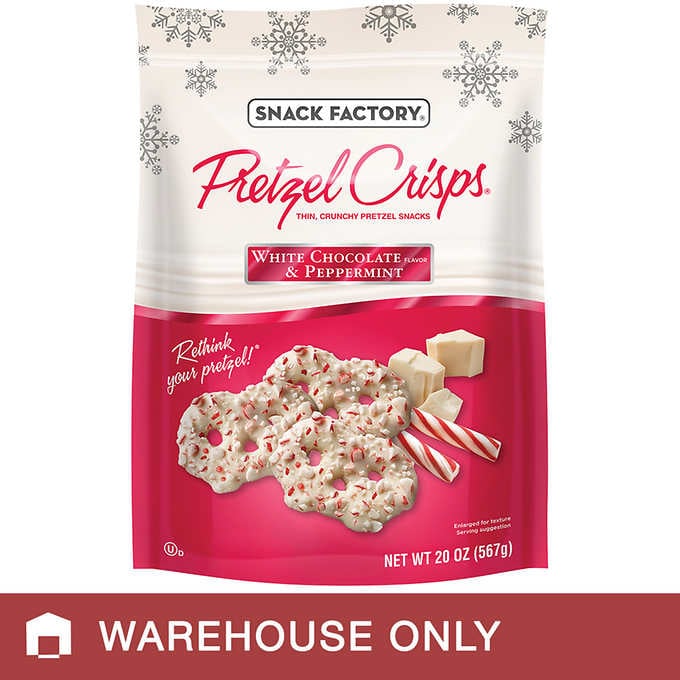 Snack Factory White Chocolate and Peppermint Pretzel Crisps Costco