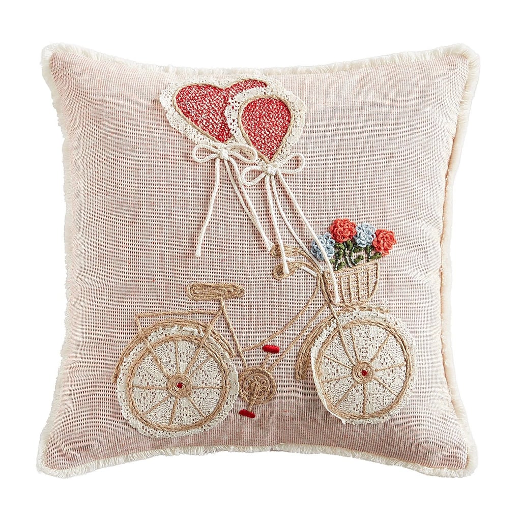 Pink Bicycle With Heart Balloons Pillow